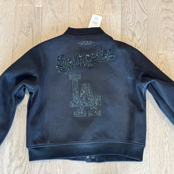 NWT Special Edition Los Angeles Dodgers Triple Black Wool Women's Varsity Jacket - Picture 3 of 7